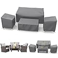 STARTWO Outdoor Waterproof Patio Furniture Covers 4-Piece Set for Chairs 32in, Loveseat 56in, Coffee Table 45in, Heavy Duty 600D, Grey