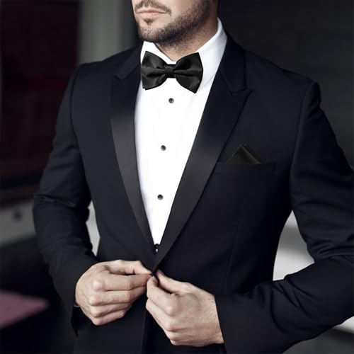 ترايليس ربطة عنق للرجال - ربطة عنق سادة مربوطة مسبقا بمشبك للرجال للارتداء الرسمي - ربطة عنق قابلة للتعديل - ربطات عنق للنساء، اسود، قابلة للتعديل