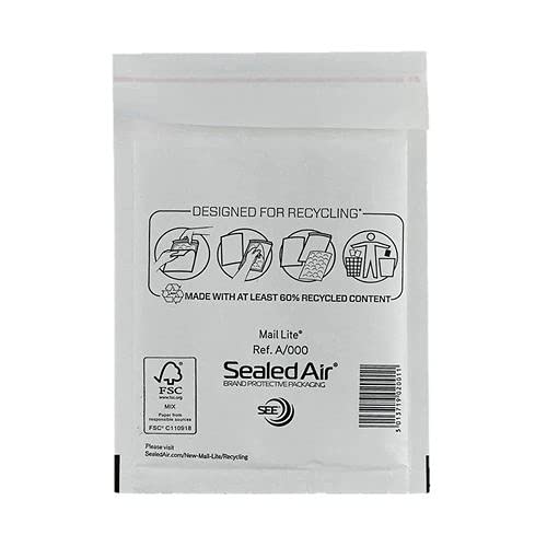 Mail Lite A/000 (100 x 160mm) Bubble Padded Envelopes - White (Box of 100)