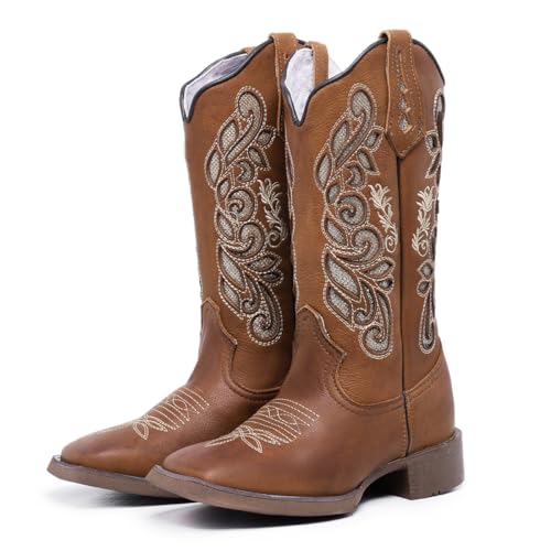 Bota Texana Feminina Country Cano Alto Premium Bico Quadrado Beauty (Marrom, BR, Adulto, Numérico, 38)
