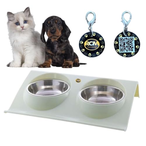 RCM Group® - Comedouro e Bebedouro Elevado Duplo Para Pets Gatos ...