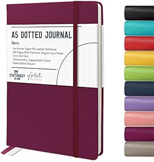 Stationery Island Notatnik w kropki A5 - jagoda - Bullet dotted Journal w twardej okładce - 180 stron - gruby papier premium 120 g/m² Bullet kropki Journal
