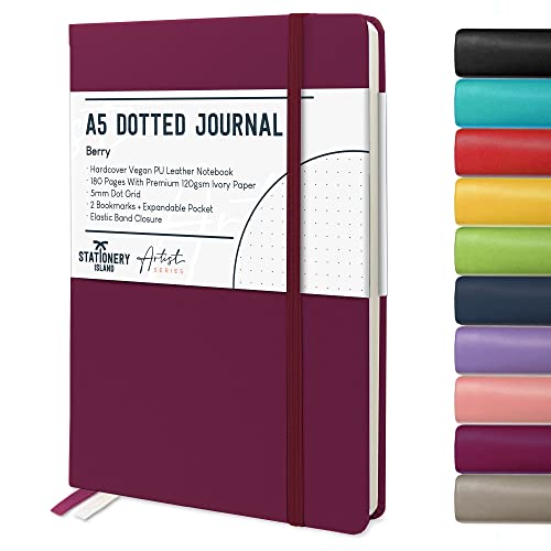 STATIONERY ISLAND Bullet Dotted Journal Notizbuch A5 Dotted 180 Seiten Premium 120 g/m Papier Hardcover Journal Dotted Notizbuch Gepunktet