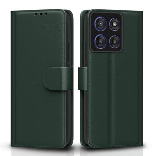 Image of Pikkme Flip Cover for Motorola Moto Edge 60 Stylus 5G Leather Finish | Inside TPU with Card Pockets | Wallet Stand and Shock Proof | Complete Protection Flip Case(Green)