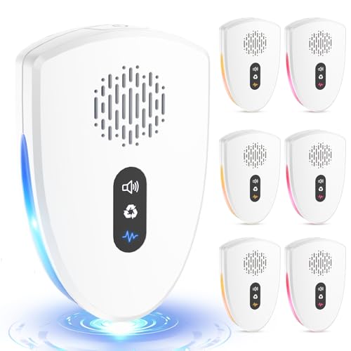 2025 Upgraded Ultrasonic Pest Control Repeller, Mouse Repellent Indoor for Spider Bug Roach Ant Mosquito Rat Mice Insect Deterrent, Mouse Rodent Repellent Ultrasonic Plug in, 3 Mode Switching, 6 Pack
