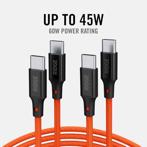 Image of Ridge 45W Charger for Power Bank, Dual USB-C Ports, Laptop-Grade Power with Complete Cable Kit Included - Basecamp Orange