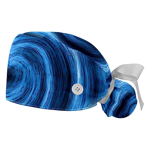Berret Bouffant Réglable avec Bandeau Absorbant Intégré Motif Bleu VERED