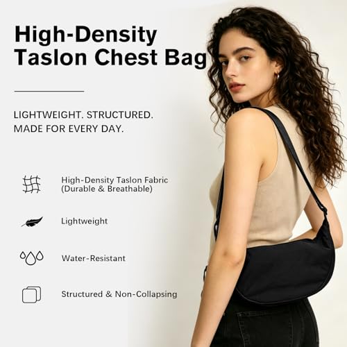 Spacious Crescent Taslon Sling Bag