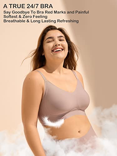 Fruap Bralettes For Women, Seamless Bra With Full Coverage, Wireless Bra Comfort, Fixed Pad And Convertible Strap As Everyday Bra Mink #TOP1