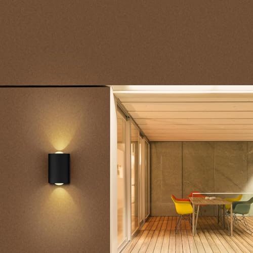 Image of Wipro Garnet 2 Watt 2 Ray Symmetric Up & Down Outdoor Wall Light for Home | 1 x 1W| IP65 LED Wall Light | Warm White, Yellow 2700K | Aluminium Housing |(Black Body, Pack of 1)