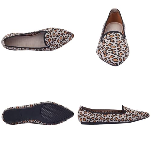 Image of Frank Mully Women's Casual Loafer Flats Slip On Loafer Shoes Comfortable Knit Flat Shoes Classics Pointy Toe Loafer Flats,for Work,Travel