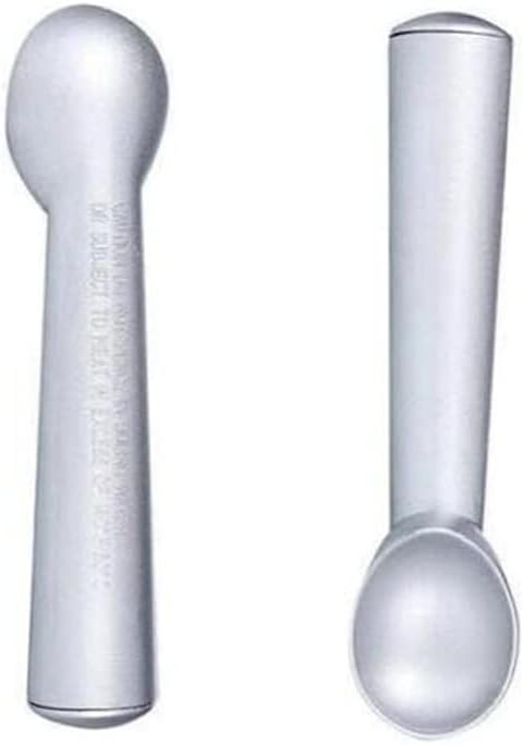Anti-Freeze Ice Cream Scoop, 7 Inch Aluminum Ice Cream Spoon, Professional Ice Cream Dipper or Gelatos, Frozen Yogurt, Watermelon Fruit Melon Baller (Dumb Silver)