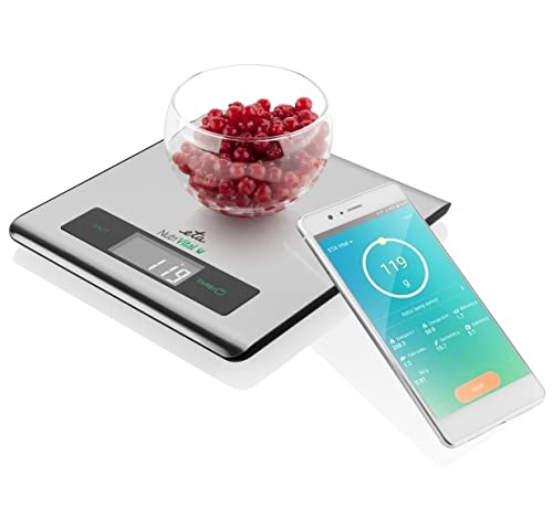 ETA Nutri Vital scale weighing berries, connected to a smartphone app