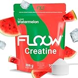 FLOOW - Creatina Monohidratada Sabor Sandía - 306g (90 Dosis) - Creatine en Polvo Pura sin azúcar ni Maltodextrinas - Creatina Micronizada 200 Mesh - Suplemento Deportivo para Masa Muscular