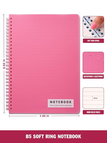 Image of DOODLE B5 Ruled Spiral Notebook | 160 Pages, 80 GSM | Soft Wiro Binding for Smooth Writing | Ideal for School, College & Office | Pink