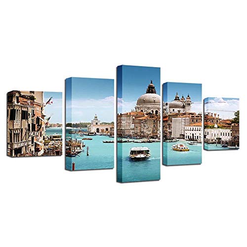 Tableau sur toile intissée Venise 5 pièces haute qualité