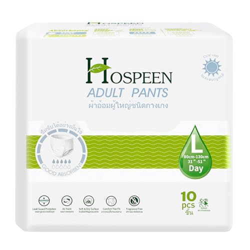 Nateen Hospeen Adult Diapers Pants Period Pants for Sanitary Protection Large Waist Size 80-130cm 10 Count Day Unisex Adult Pull Ups Panty Style Sanitary Pads for Women Super Soft Fit.