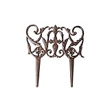 Marque: L'Héritier Du Temps L\'Héritier Du Temps Bordure de Jardin Bordurette Grille Victorienne Motif Feuille Fleurs de Lys et Volutes en Fonte Patinée Marron 1,2x29,5x31cm