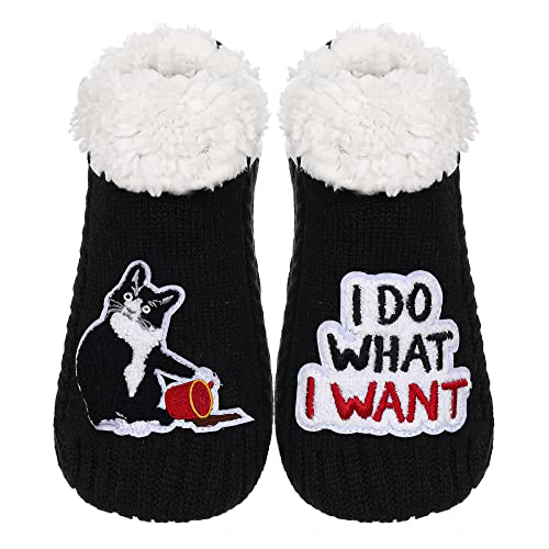 Image of ZYZX Cute Cat Slipper Socks for Women with Grips,Fuzzy Socks Indoor