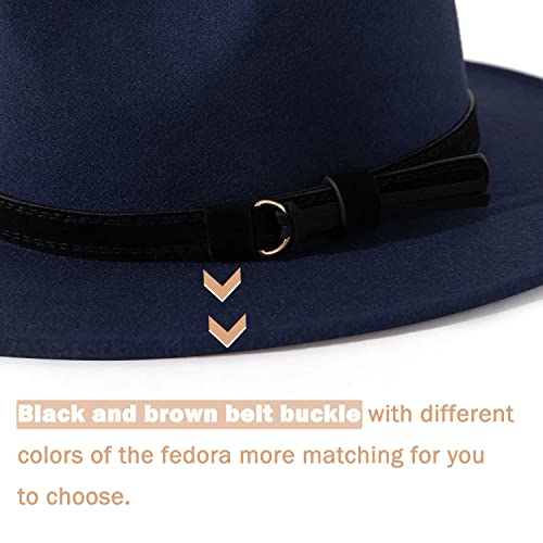 Image of Lisianthus Men & Women Vintage Wide Brim Fedora Hat | Classic Belt Buckle Decor, Adjustable Drawstring, Inner Breathable Sweatband, Timeless Style, Ideal for Travel & Daily