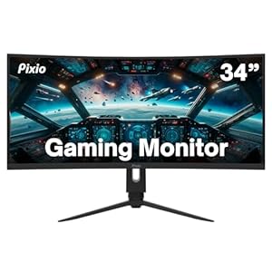 Pixio PXC348C 34 inch 144Hz UWQHD 3440 x 1440 Ultrawide USB-C Displayport 65W Charging 1440p 165Hz (Overclock) DCI P3 96% 34-inch 1ms AMD FreeSync Premium HDR Ultra Wide 1500R Curved Gaming Monitor