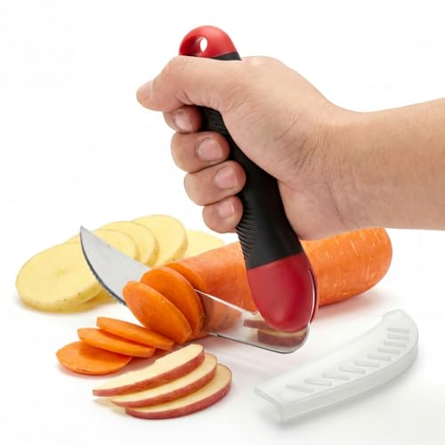 Ergonomic Adaptive Kitchen Knife with Angled Handle — Arthritis-Friendly, One-Handed Rocking Knife for Seniors & Disabled Users | Easily Slice Meat, Vegetables, Bread | Chop, Slice, Dice with Ease