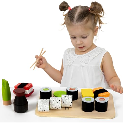 Jeu de sushi en bois artisanal : set de cuisine durable