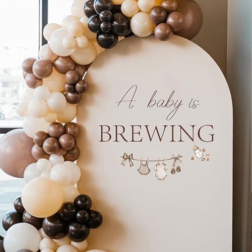 KIETKIE A Baby is Brewing Wall Decal - Baby Shower/Gender Reveal/Birthday Party Decoration Wall Stickers,Coffee Theme Stickers, Brewing Sign Balloon Arch Backdrop and Party Backdrop Decals