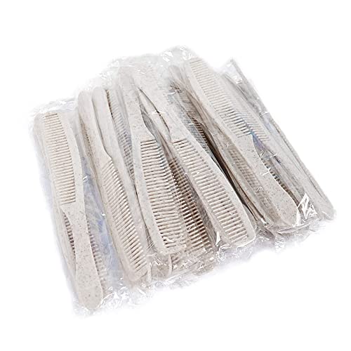 N / B Wheat Straw Combs with Individually Wrapped, 7.1 Inch Bulk Disposable Hair Combs for Hotel, Salon, Travel and Homeless (30 Pack)