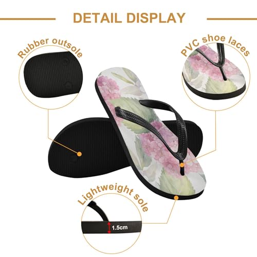 Burbuja Hydrangeas Flip Flops for Women Men, Soft Thong Sandals Rubber Slippers for Pool Beach Essentials3