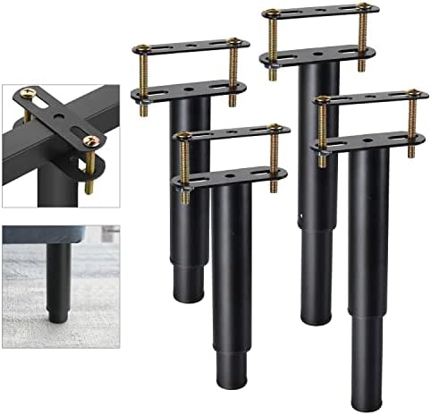 Pearabbit 4Pcs 7.1"-14" Adjustable Height Center Support Legs for Bed Frame Slat Furniture Feet, etc with Floor Protectors