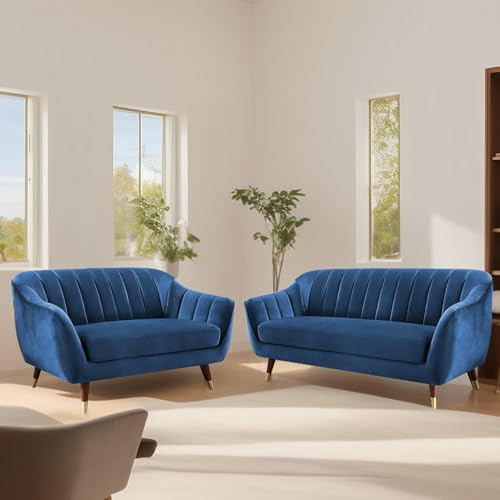 Image of Atticus 3+2 Seater Sofa Set for Living Room (Blue Colour) Premium Fabric Sofa