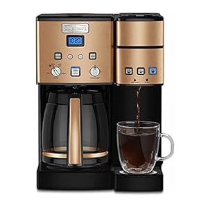Cuisinart Single Serve + 12 Cup Coffee Maker, Offers 3-Sizes: 6-Ounces, 8-Ounces and 10-Ounces, Stainless Steel, SS-15CP, Copper