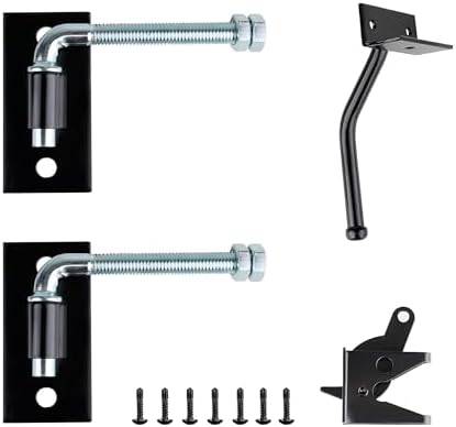 Steel Flat Wall Fence Gate Hardware Kit (Black) Gate Kit for Wooden Fence Gate Latch Gate Connect Kit for Wooden, Vinyl, PVC etc Fencing