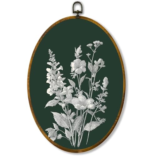 Green Framed Wall Art, Vintage Art Wall Decor – 8.6×11.4 Inches High-Density Canvas with Pre-Installed Hook for Easy Hanging, Ideal for Bedroom, Living Room, Study, or Gift for Art Lovers