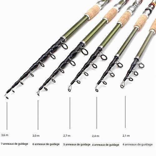 YMYGBH Canne A Peche Mer 2.1m 2.4m 2.7m 3.0m 3.6m pêche télescopique Rod Carbone poignée en Bois Canne à Lancer Extra Lourd Pêche à la Carpe Pôle Mer Tackle (Size : 2.7 m)