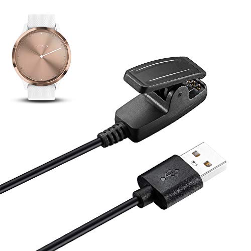 Kissmart Charger for Garmin Vivomove HR, Replacement USB Charging Cable Clip Cord for Vivomove HR Smart Watch (Black)