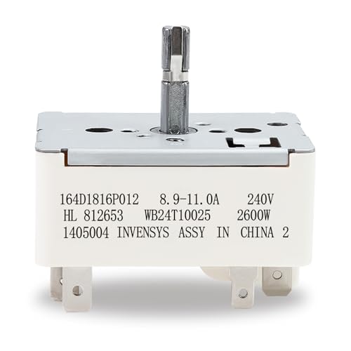 WB24T10025 Surface Burner Range Infinite Control Switch 8 Inch, Replace for AP2024072, 769692, AH236750, EA236750, PS236750,164d1816p012, Compatible with GE, for Kenmore, for Hotpoint Certain Stoves