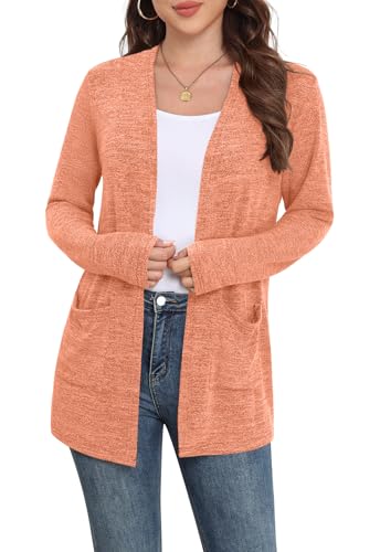 Image of Yincro Womens Lightweight Cardigan Long Sleeve Open Front Casual Sweater Cardigans with Pockets