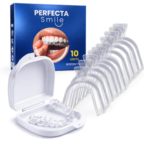 Boston Tech 10 Férulas Dentales para Bruxismo Nocturno | Protector Bucal para Rechinar y Apretar los Dientes Ajuste Personalizado Uso para Dormir y Deporte | Sin BPA | Estuche Protector Incluido, ATM