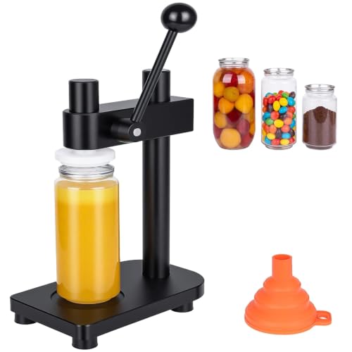 Manual Bottle Can Sealer for 55mm Caps - Adjustable Home Brewing Tool Made of Aerospace Aluminum Includes Silicone Funnel (Black)-Only suitable for press-type sealing bottle caps