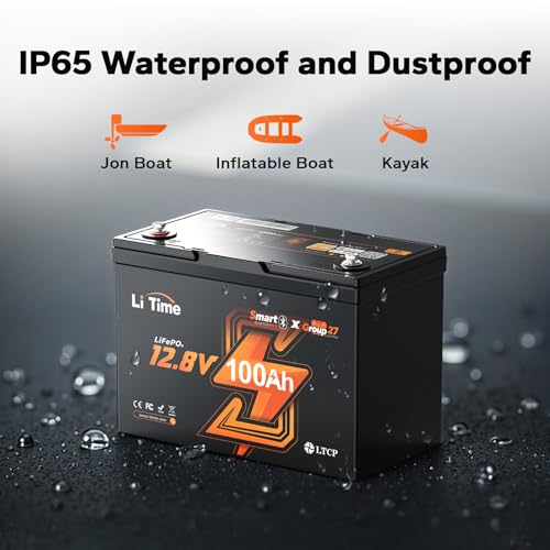 Image of Litime 12V 100Ah Group 27 Lithium LiFePO4 Battery for RV, Marine(2 Pack)