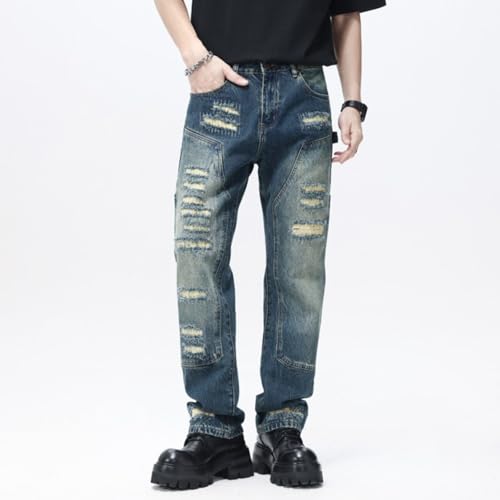 Jeans Pants Trouser Denim Ripped Simple Washed Classic Spring Trend Wide Leg Versatile Long for Men and Women4