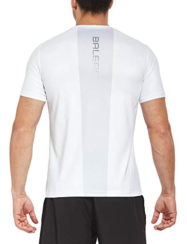 BALEAF Men\'s Quick Dry Short Sleeve T-Shirt Running Print Shirts White Size M - Thumbnail 5
