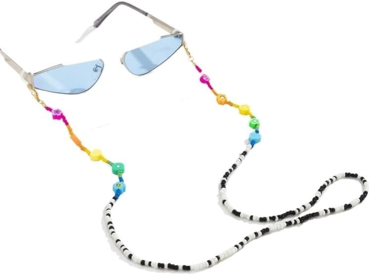 Rice Beads Contrasting Eyeglass Chains Hanging Neck Mixed Color Polymer Clay Sunglasses Chain Accessories