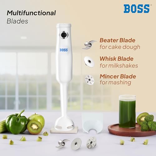 Image of BOSS Classic+ Hand Blender 175W with 3 Stainless Steel Blades & 2 Year Warranty | White