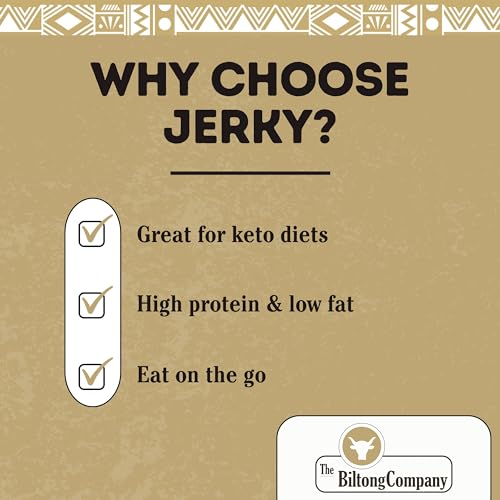Original Beef Jerky 500g Keto Protein Snack – Natural, Traditional Spiced Jerky Made from Topside Beef – High in Protein & Low in Fat – Lean Jerky to Eat on the Go by the Biltong Company