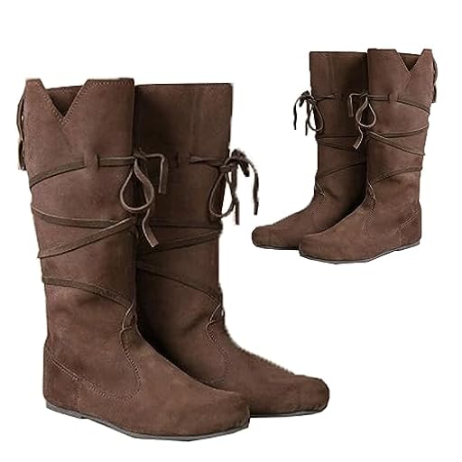 Botas de Cuero de PU - Tacón bajo Mid Tube Knights Boots - Botas de Cosplay Medieval renacentista para Fiesta de Carnaval Cosplay,Marrón,42 | Ya disponible en tu tienda friki favorita! En mundofriki.es!