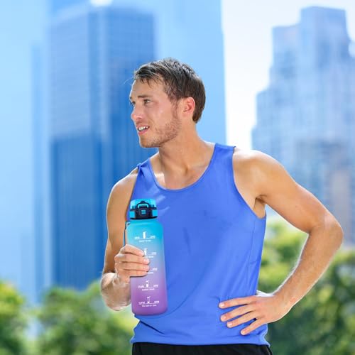 Wasserflasche 1.5L, Sport Trinkflasche mit Strohhalm, Auslaufsicher, Motivierende Wasserflasche mit Zeitmarkierung, Kohlensäure Geeignet… – Ansicht 6