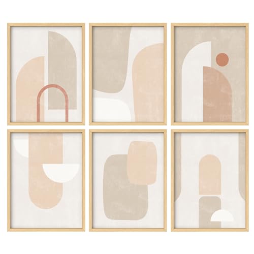 Framed Wall Art Collage Print Gallery Set, Pastel Watercolor Polygon